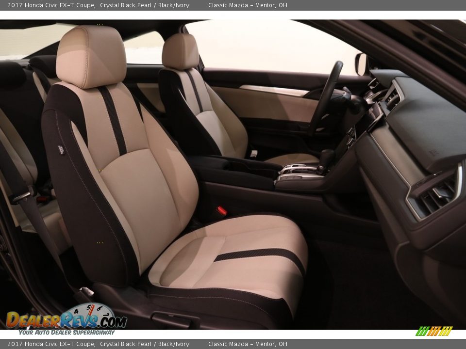 2017 Honda Civic EX-T Coupe Crystal Black Pearl / Black/Ivory Photo #17