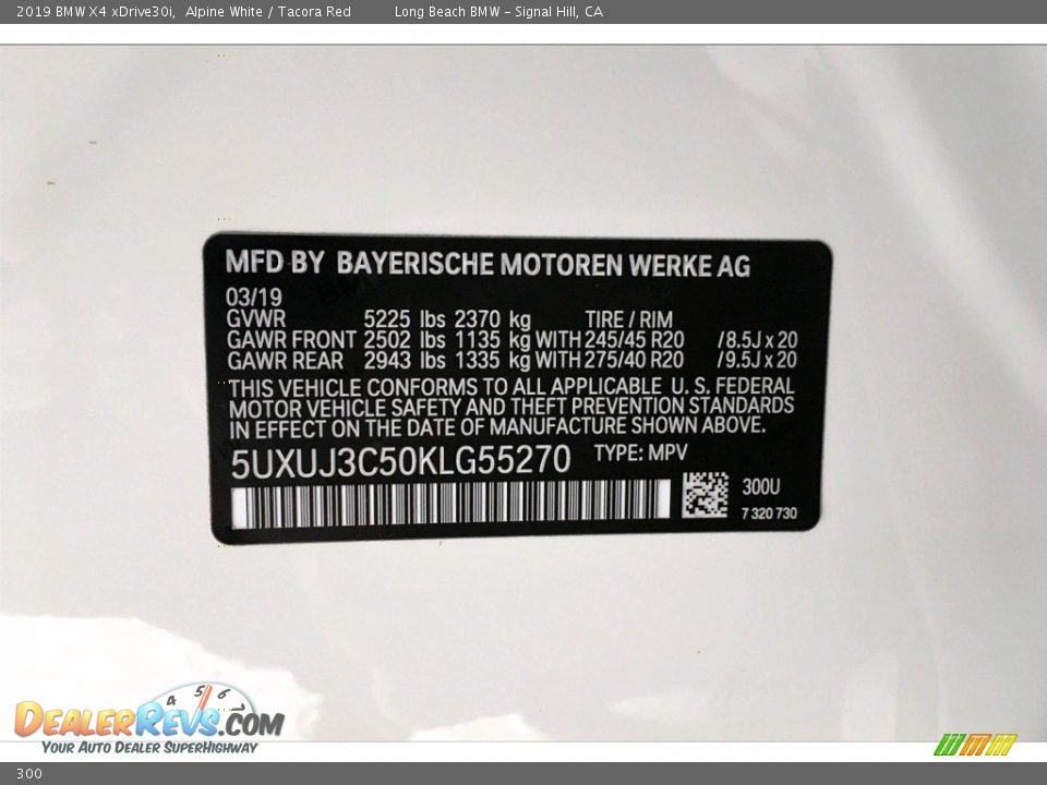 BMW Color Code 300 Alpine White