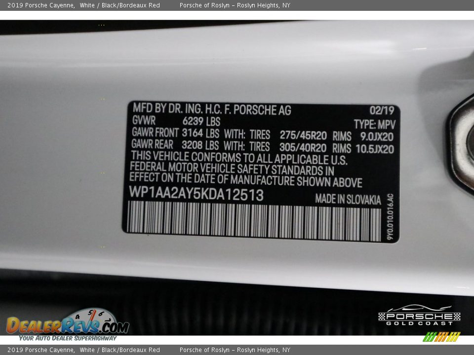 2019 Porsche Cayenne White / Black/Bordeaux Red Photo #31