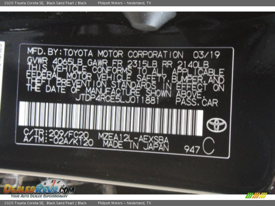 2020 Toyota Corolla SE Black Sand Pearl / Black Photo #24