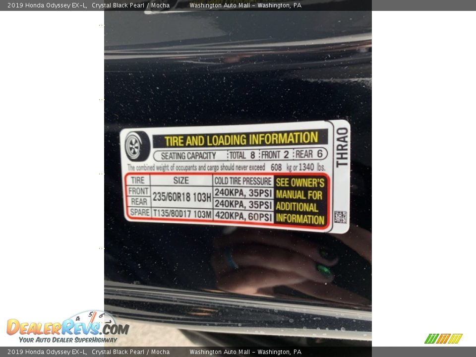 2019 Honda Odyssey EX-L Crystal Black Pearl / Mocha Photo #13