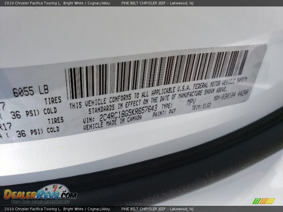 2019 Chrysler Pacifica Touring L Bright White / Cognac/Alloy Photo #9