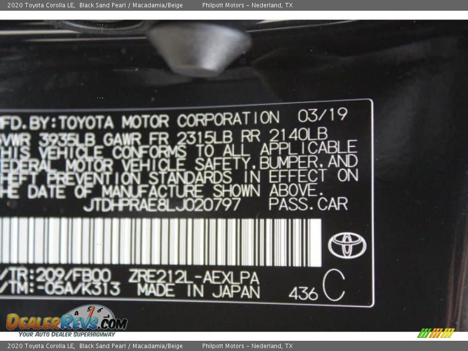 2020 Toyota Corolla LE Black Sand Pearl / Macadamia/Beige Photo #23