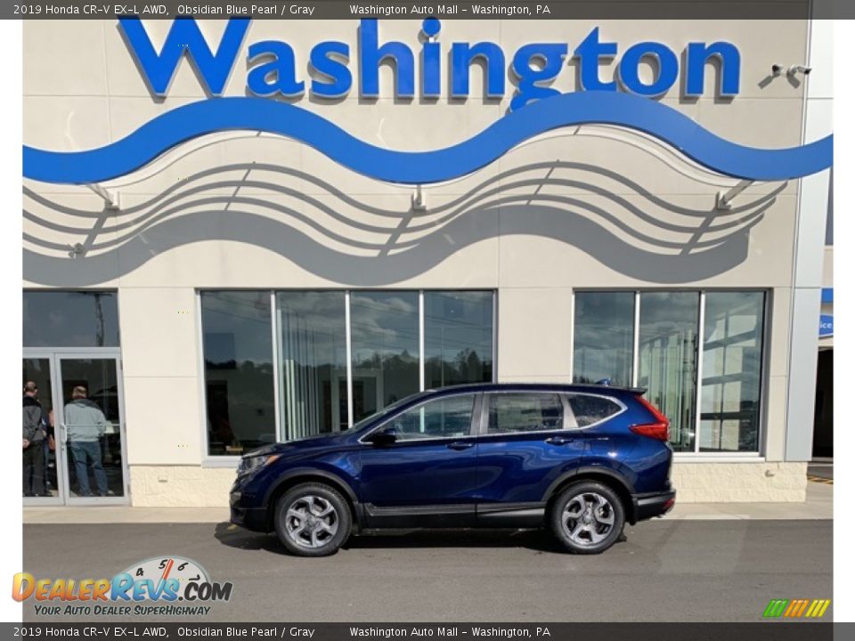 2019 Honda CR-V EX-L AWD Obsidian Blue Pearl / Gray Photo #1