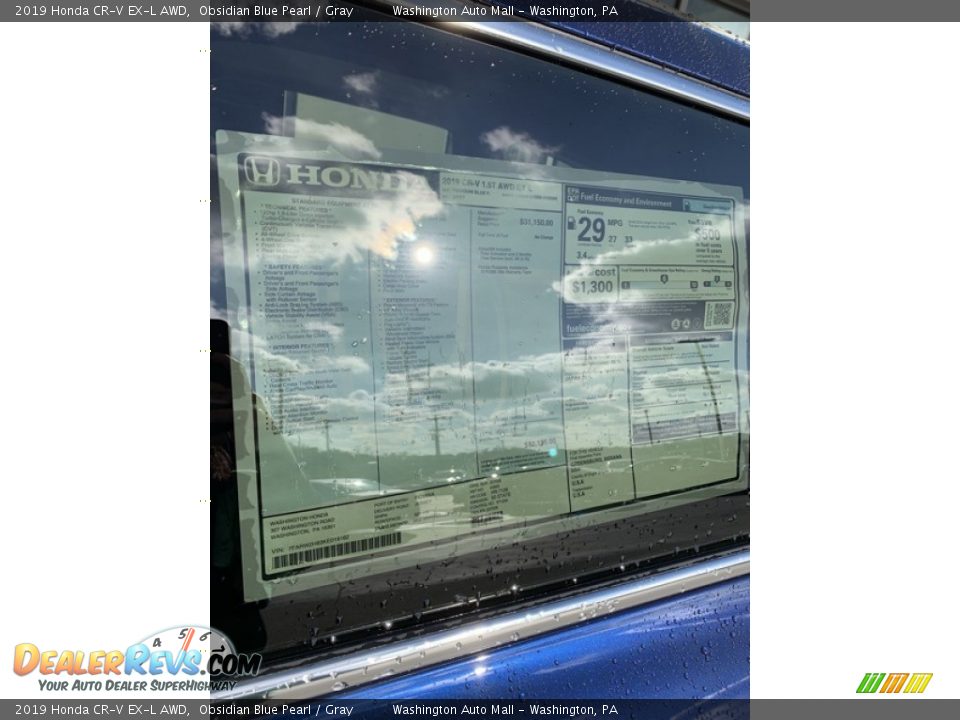 2019 Honda CR-V EX-L AWD Obsidian Blue Pearl / Gray Photo #15