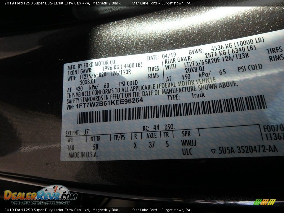 2019 Ford F250 Super Duty Lariat Crew Cab 4x4 Magnetic / Black Photo #13