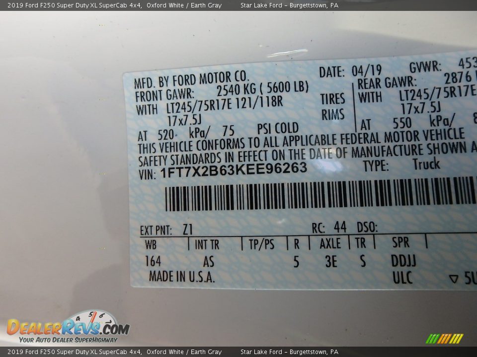2019 Ford F250 Super Duty XL SuperCab 4x4 Oxford White / Earth Gray Photo #12
