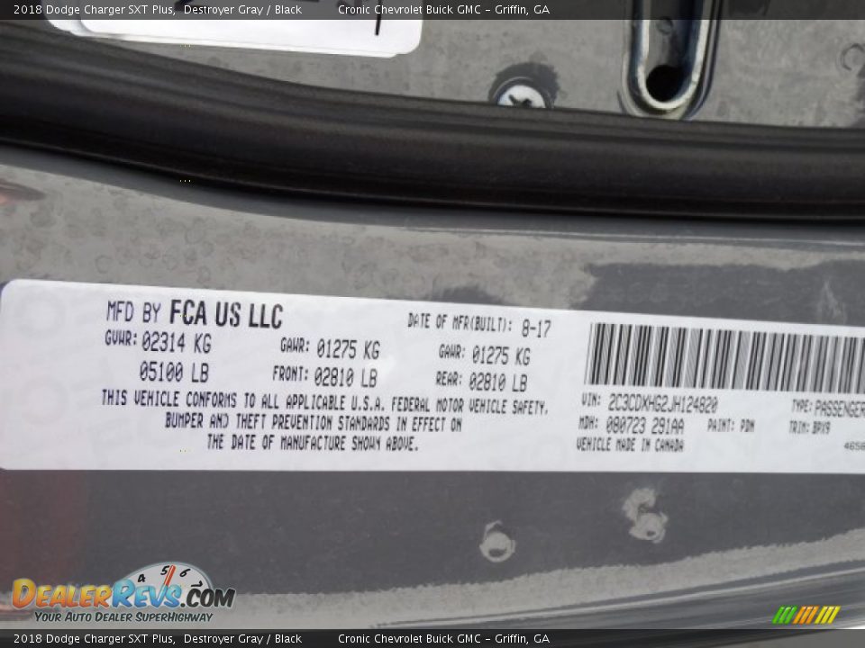 2018 Dodge Charger SXT Plus Destroyer Gray / Black Photo #28