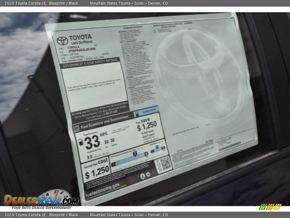 2020 Toyota Corolla LE Blueprint / Black Photo #10
