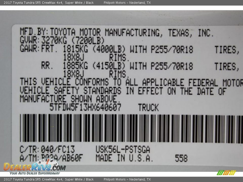 2017 Toyota Tundra SR5 CrewMax 4x4 Super White / Black Photo #25