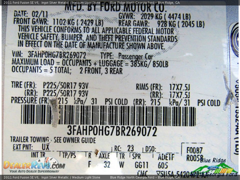 2011 Ford Fusion SE V6 Ingot Silver Metallic / Medium Light Stone Photo #12