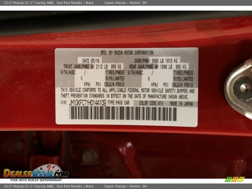 2017 Mazda CX-3 Touring AWD Soul Red Metallic / Black Photo #25