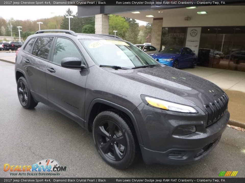 2017 Jeep Cherokee Sport 4x4 Diamond Black Crystal Pearl / Black Photo #3
