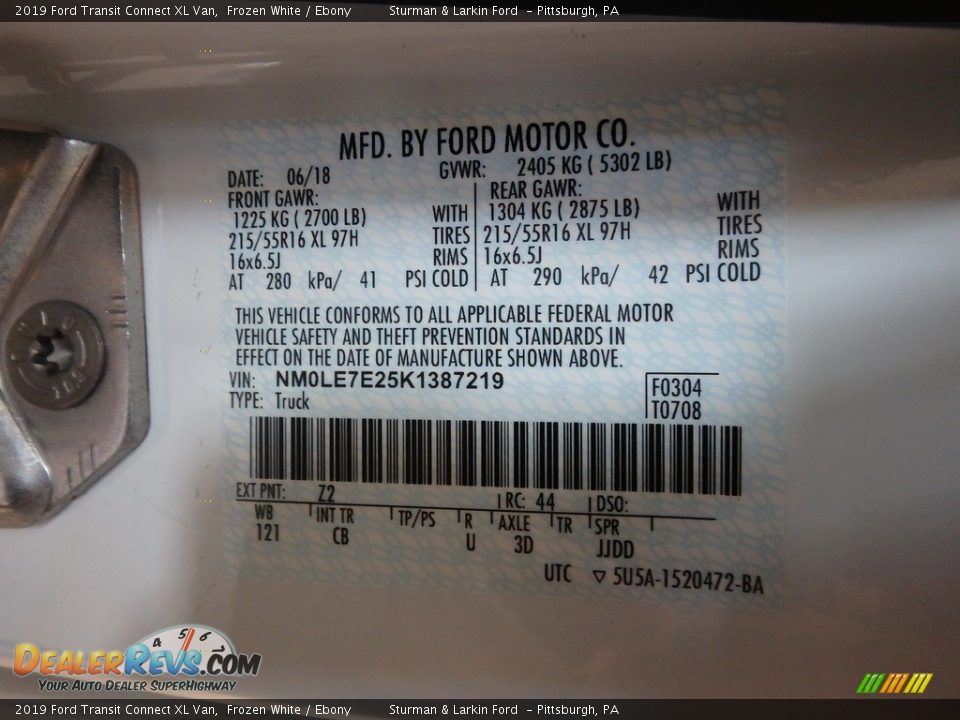 2019 Ford Transit Connect XL Van Frozen White / Ebony Photo #11