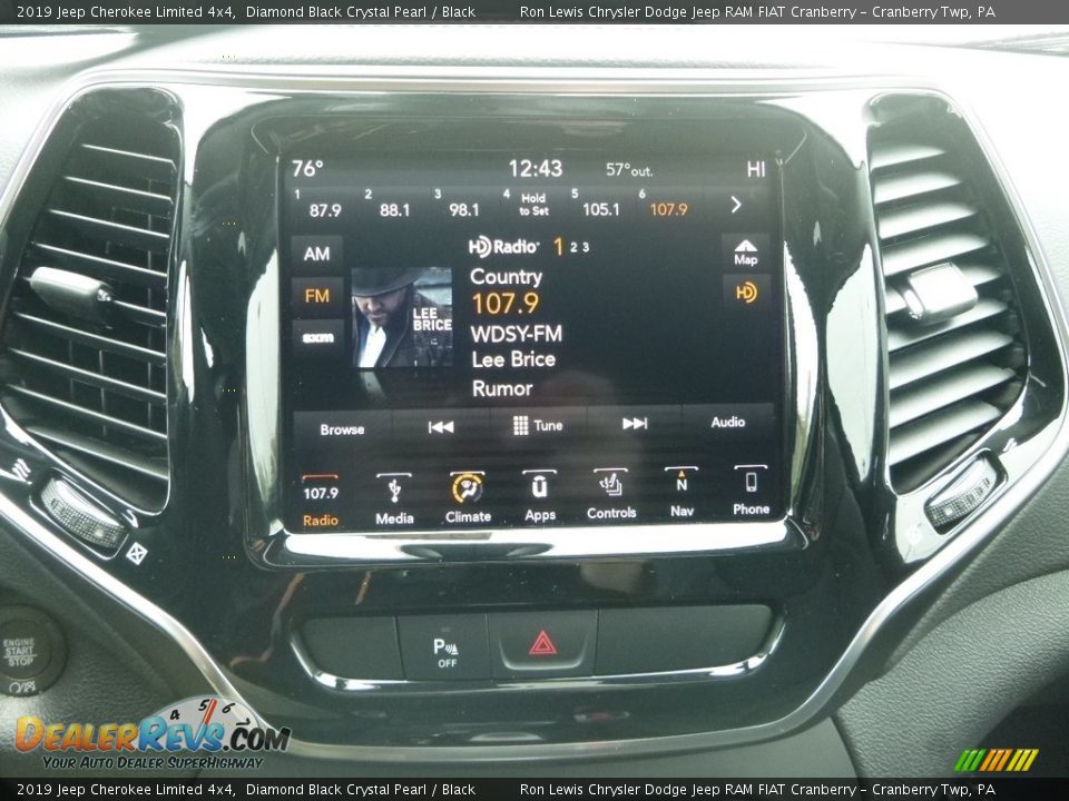 2019 Jeep Cherokee Limited 4x4 Diamond Black Crystal Pearl / Black Photo #18