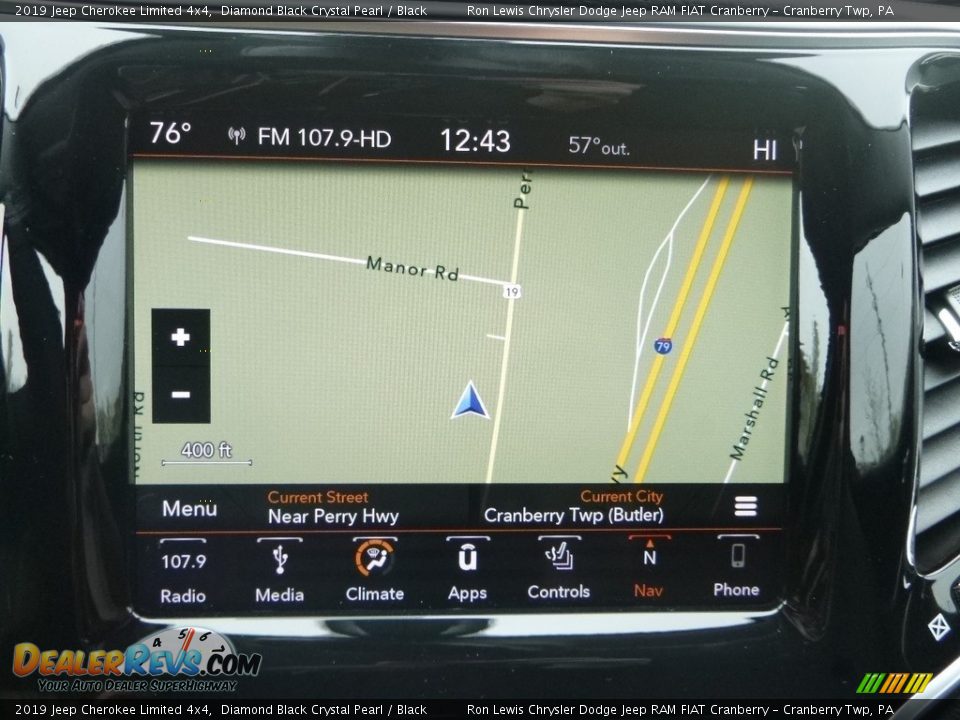 2019 Jeep Cherokee Limited 4x4 Diamond Black Crystal Pearl / Black Photo #19