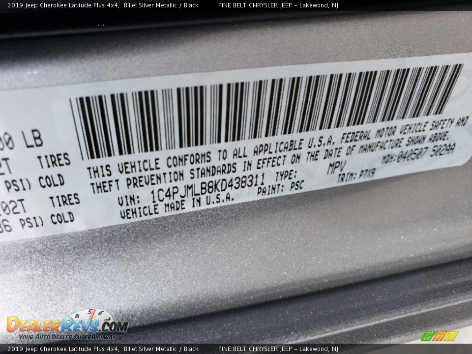 2019 Jeep Cherokee Latitude Plus 4x4 Billet Silver Metallic / Black Photo #7