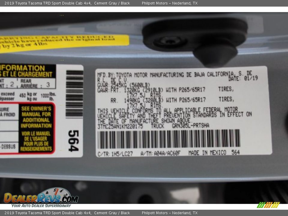 2019 Toyota Tacoma TRD Sport Double Cab 4x4 Cement Gray / Black Photo #25