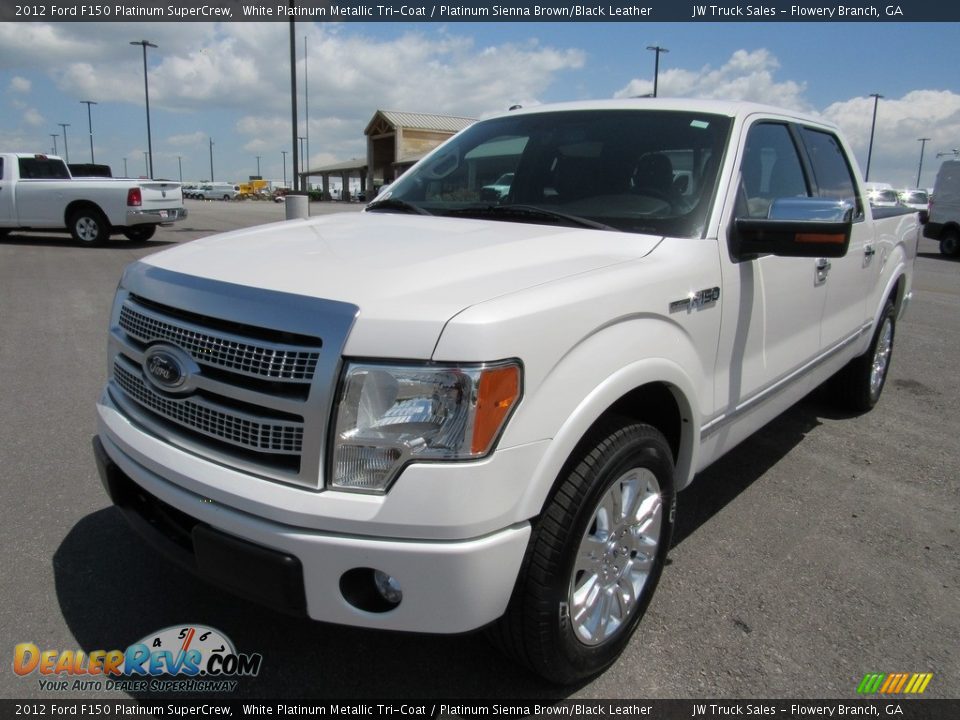 2012 Ford F150 Platinum SuperCrew White Platinum Metallic Tri-Coat / Platinum Sienna Brown/Black Leather Photo #1
