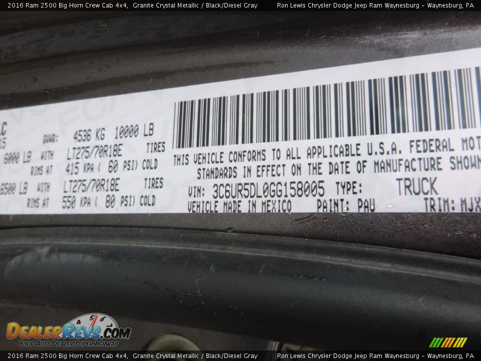 2016 Ram 2500 Big Horn Crew Cab 4x4 Granite Crystal Metallic / Black/Diesel Gray Photo #15
