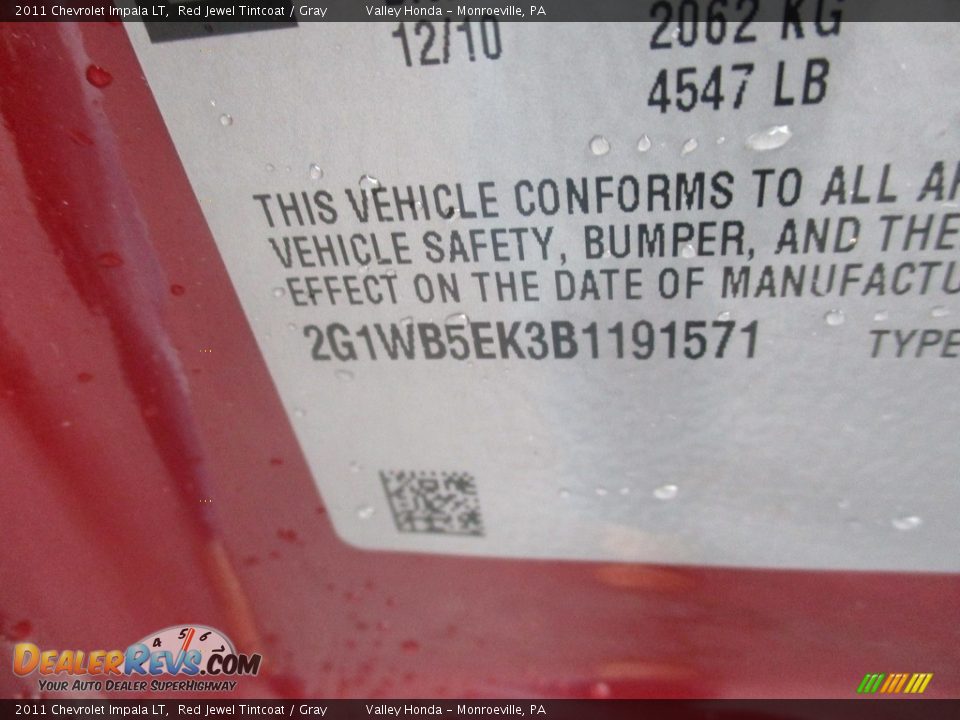 2011 Chevrolet Impala LT Red Jewel Tintcoat / Gray Photo #19