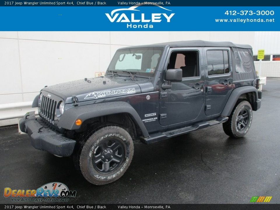 2017 Jeep Wrangler Unlimited Sport 4x4 Chief Blue / Black Photo #1