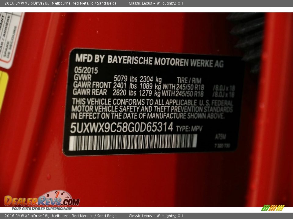 2016 BMW X3 xDrive28i Melbourne Red Metallic / Sand Beige Photo #25