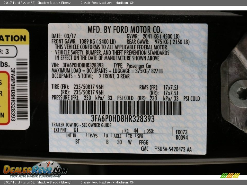 2017 Ford Fusion SE Shadow Black / Ebony Photo #19
