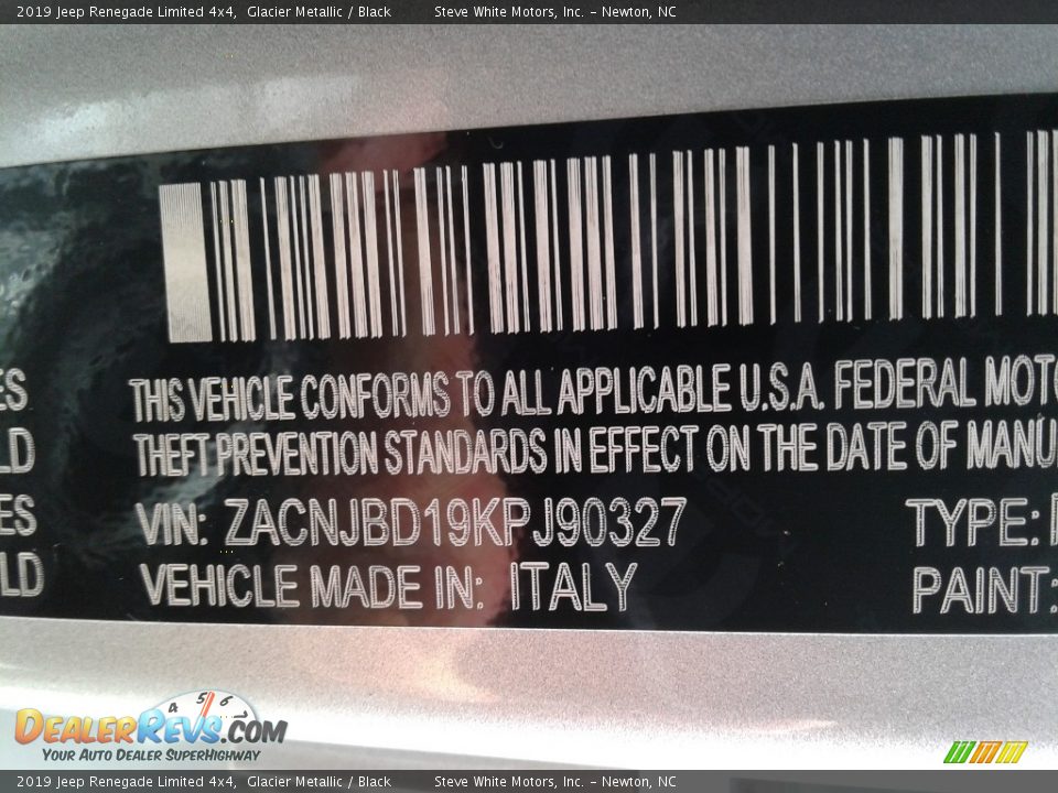 2019 Jeep Renegade Limited 4x4 Glacier Metallic / Black Photo #33