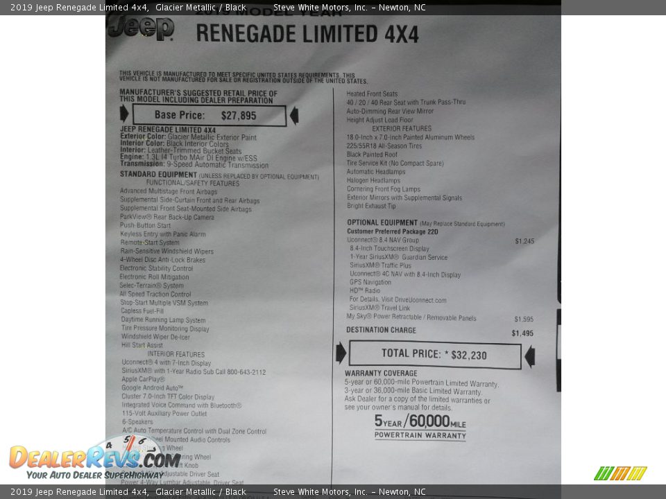 2019 Jeep Renegade Limited 4x4 Glacier Metallic / Black Photo #34