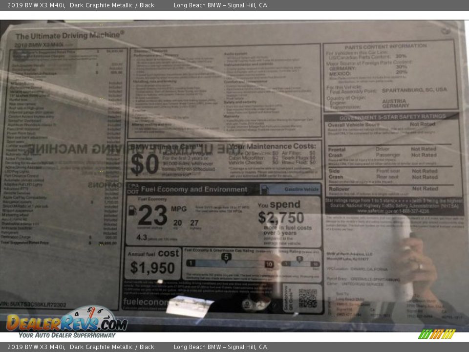 2019 BMW X3 M40i Dark Graphite Metallic / Black Photo #11