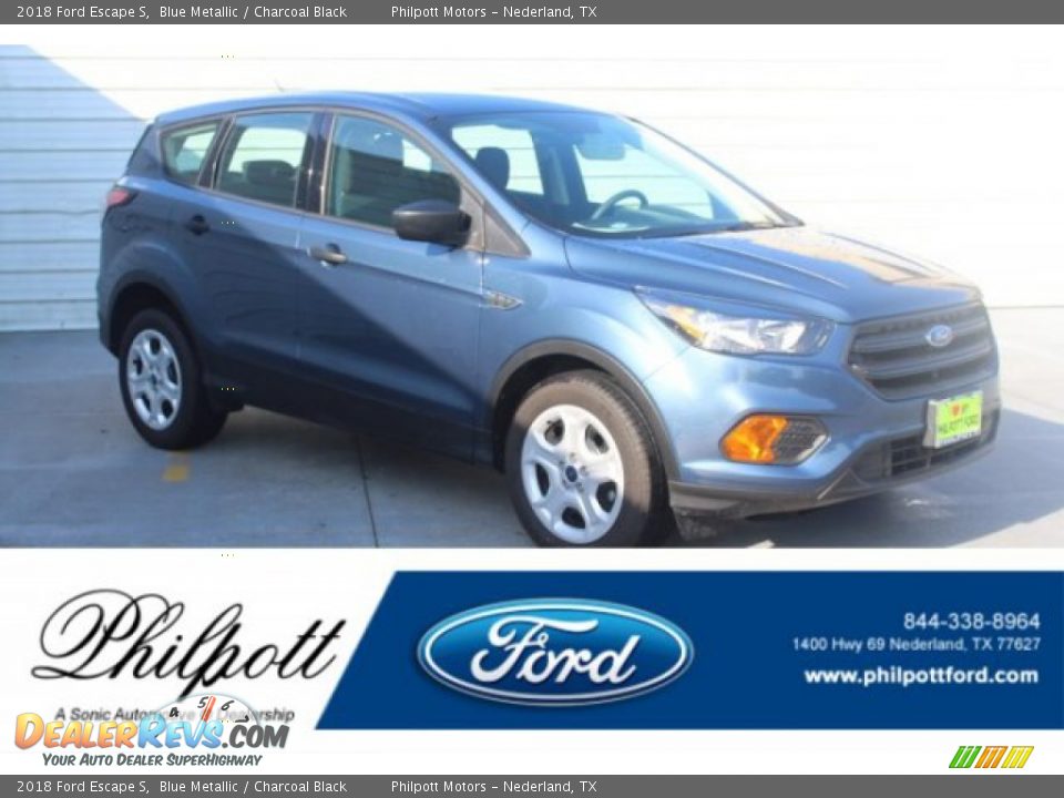 2018 Ford Escape S Blue Metallic / Charcoal Black Photo #1