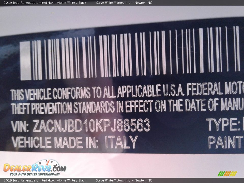 2019 Jeep Renegade Limited 4x4 Alpine White / Black Photo #34