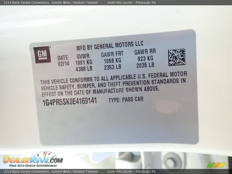 2014 Buick Verano Convenience Summit White / Medium Titanium Photo #24