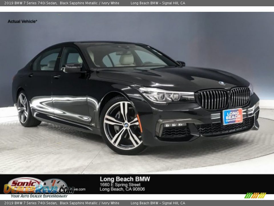 2019 BMW 7 Series 740i Sedan Black Sapphire Metallic / Ivory White Photo #1