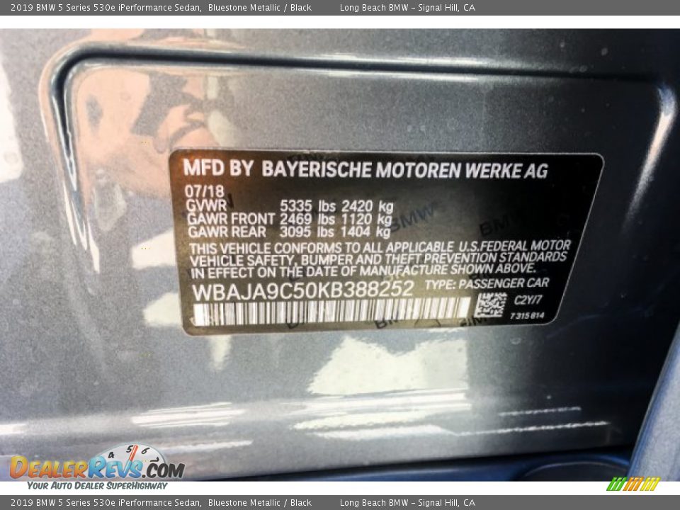 2019 BMW 5 Series 530e iPerformance Sedan Bluestone Metallic / Black Photo #11