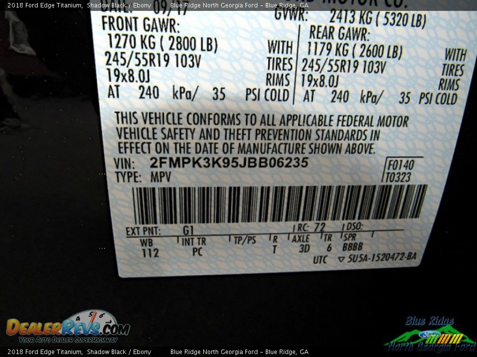 2018 Ford Edge Titanium Shadow Black / Ebony Photo #28