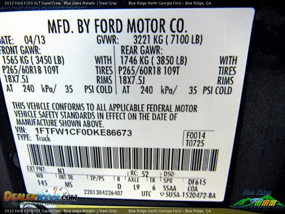 2013 Ford F150 XLT SuperCrew Blue Jeans Metallic / Steel Gray Photo #24