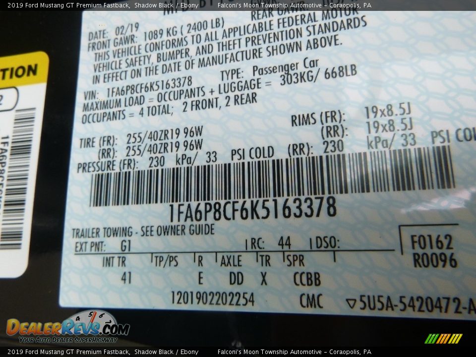 2019 Ford Mustang GT Premium Fastback Shadow Black / Ebony Photo #10