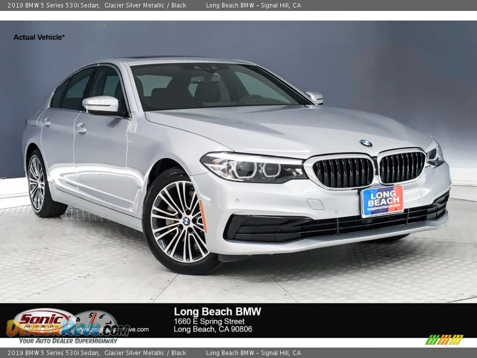 2019 BMW 5 Series 530i Sedan Glacier Silver Metallic / Black Photo #1