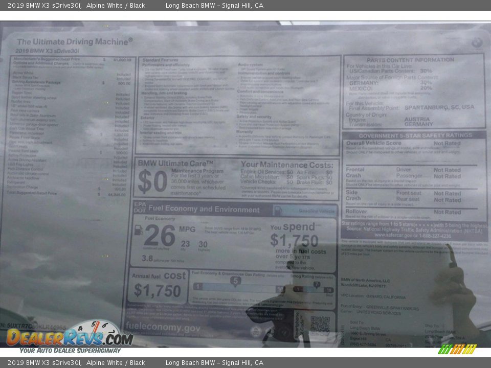 2019 BMW X3 sDrive30i Alpine White / Black Photo #11