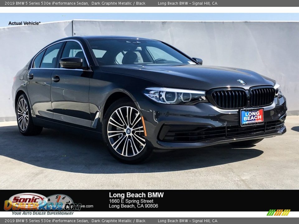 2019 BMW 5 Series 530e iPerformance Sedan Dark Graphite Metallic / Black Photo #1