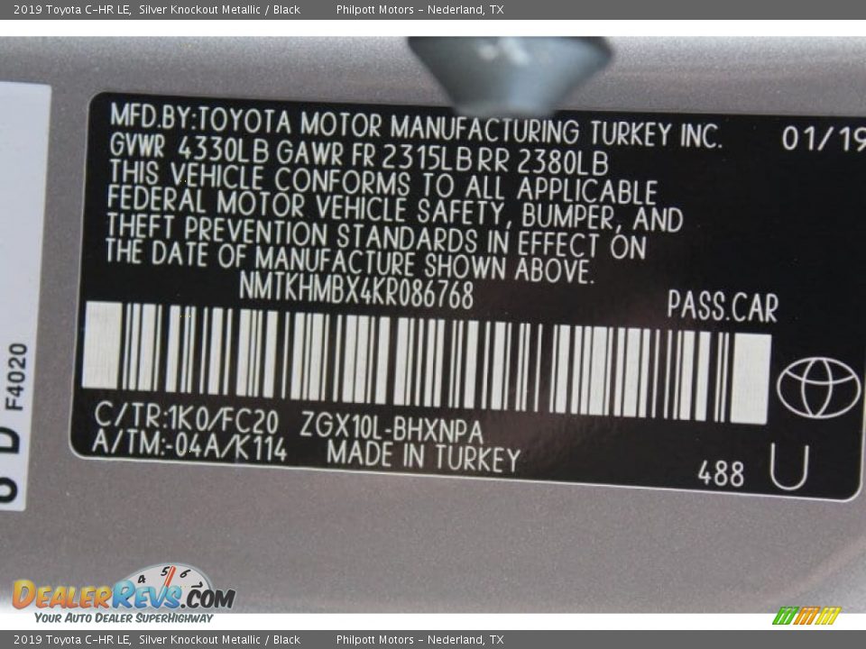 2019 Toyota C-HR LE Silver Knockout Metallic / Black Photo #22