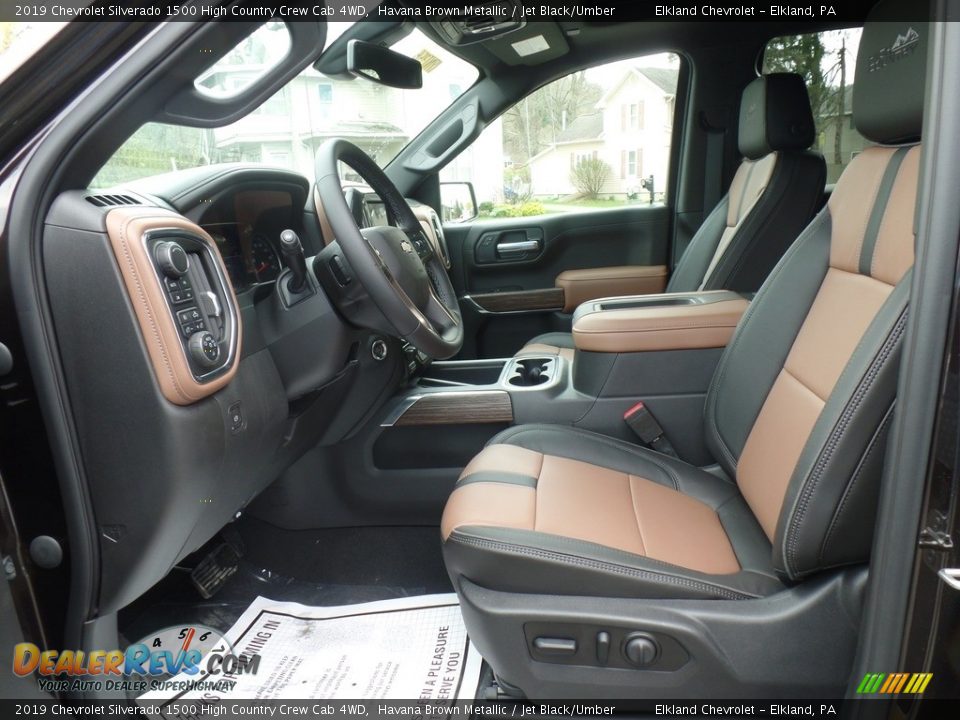 Jet Black/Umber Interior - 2019 Chevrolet Silverado 1500 High Country Crew Cab 4WD Photo #17