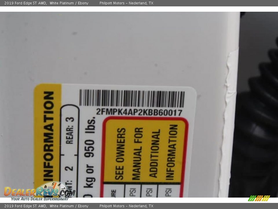 2019 Ford Edge ST AWD White Platinum / Ebony Photo #24