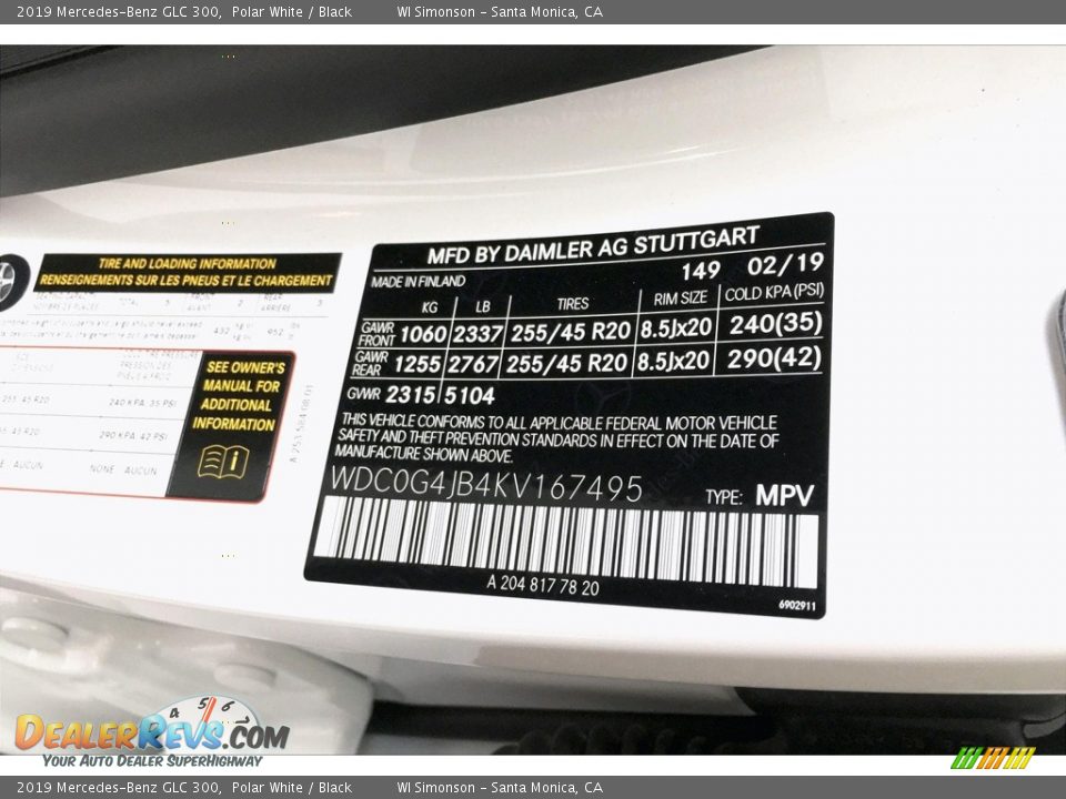 2019 Mercedes-Benz GLC 300 Polar White / Black Photo #11