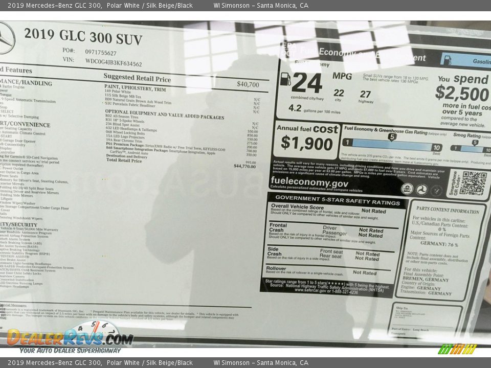 2019 Mercedes-Benz GLC 300 Polar White / Silk Beige/Black Photo #10