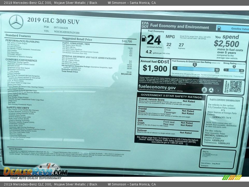 2019 Mercedes-Benz GLC 300 Mojave Silver Metallic / Black Photo #11