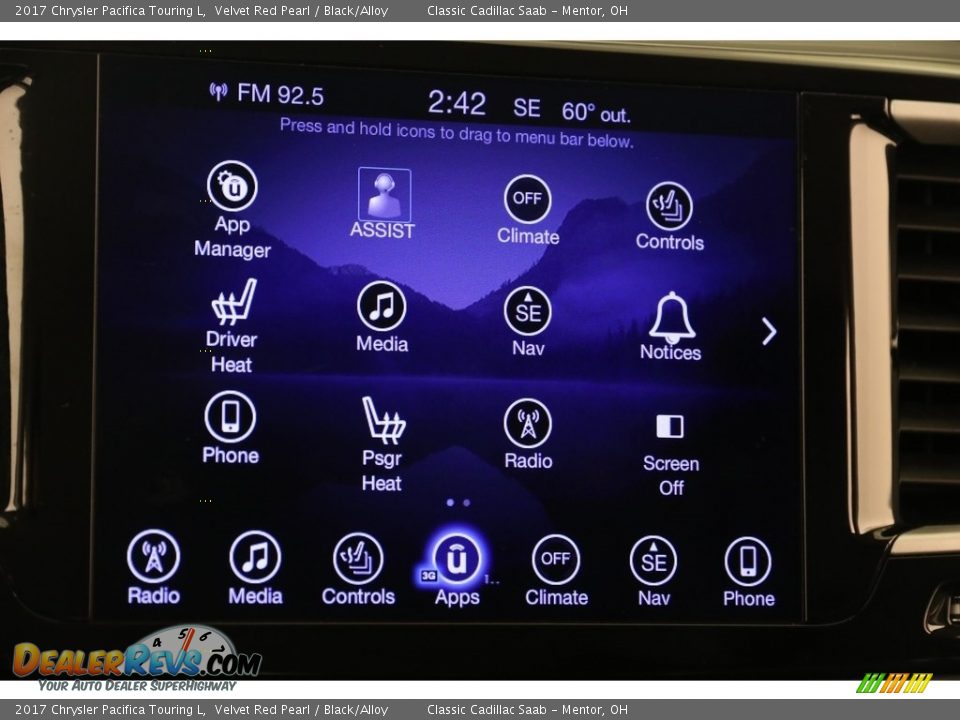 2017 Chrysler Pacifica Touring L Velvet Red Pearl / Black/Alloy Photo #12