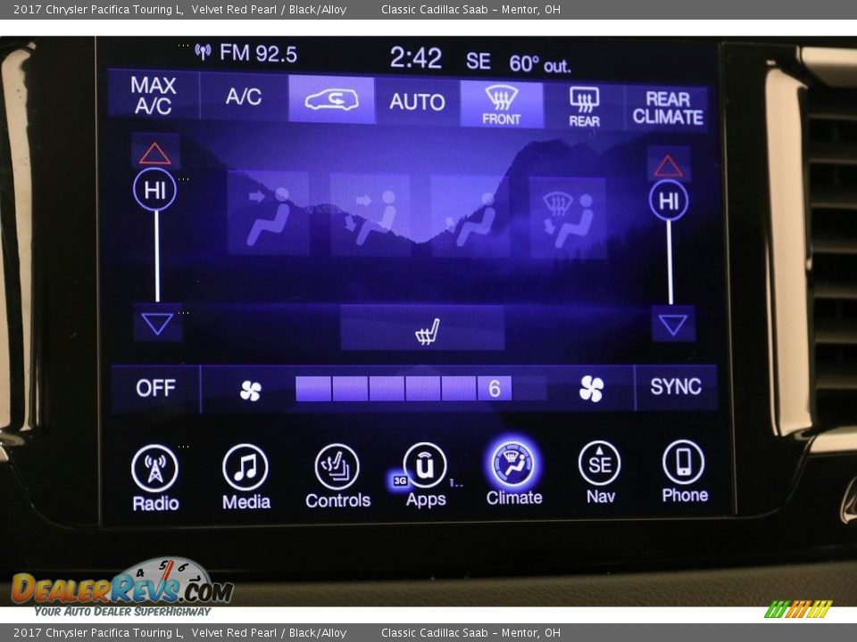 2017 Chrysler Pacifica Touring L Velvet Red Pearl / Black/Alloy Photo #14